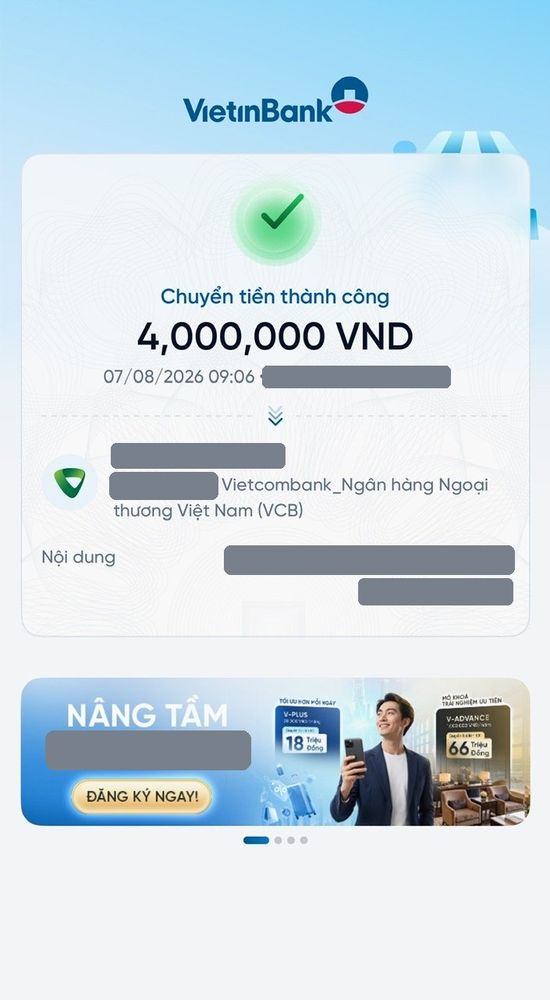 Ảnh chuyển khoản mua MePOS