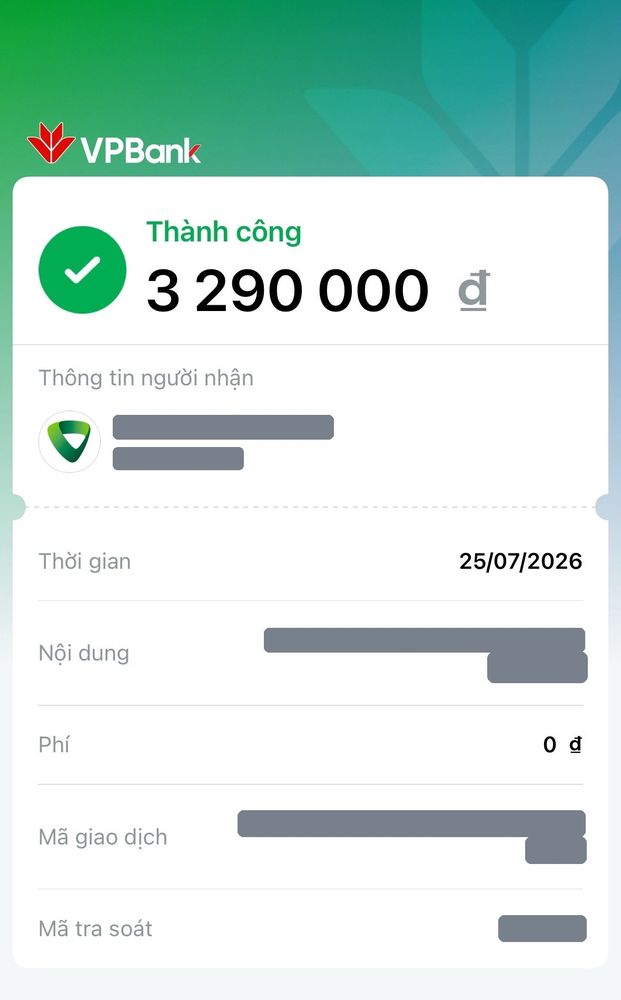 Ảnh chuyển khoản mua MePOS