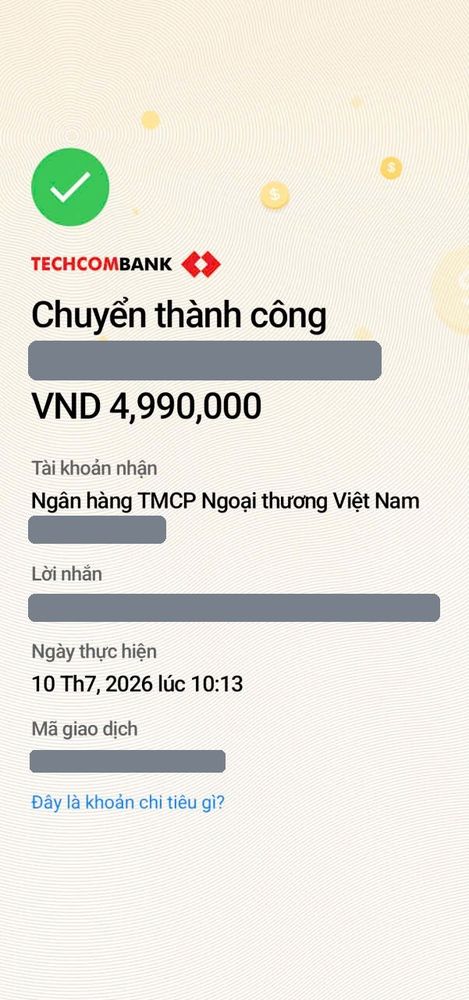 Ảnh chuyển khoản mua MePOS