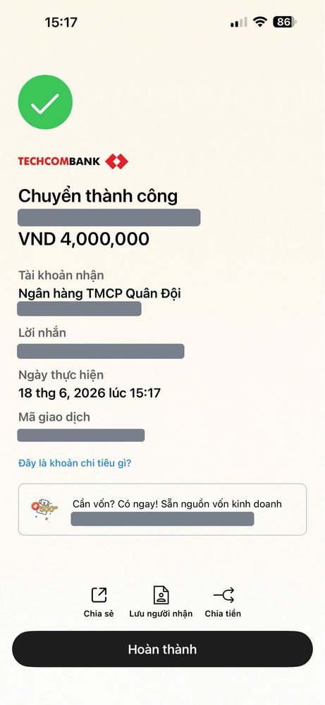 Ảnh chuyển khoản mua MePOS