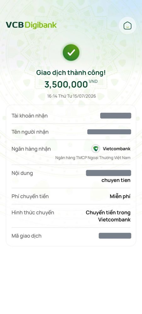 Ảnh chuyển khoản mua MePOS