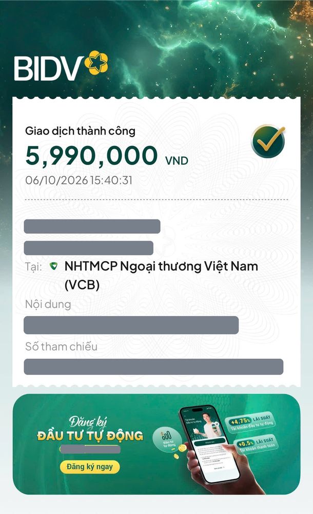 Ảnh chuyển khoản mua MePOS