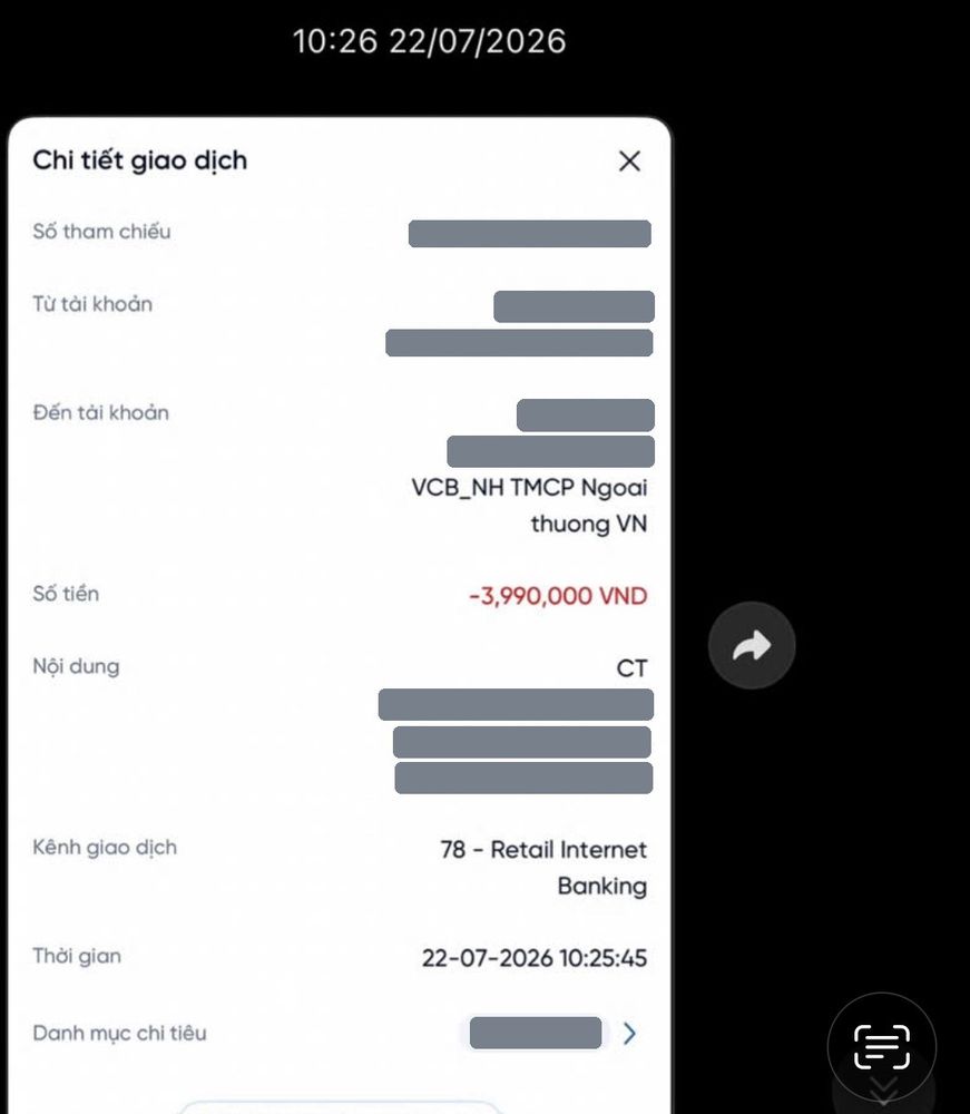 Ảnh chuyển khoản mua MePOS