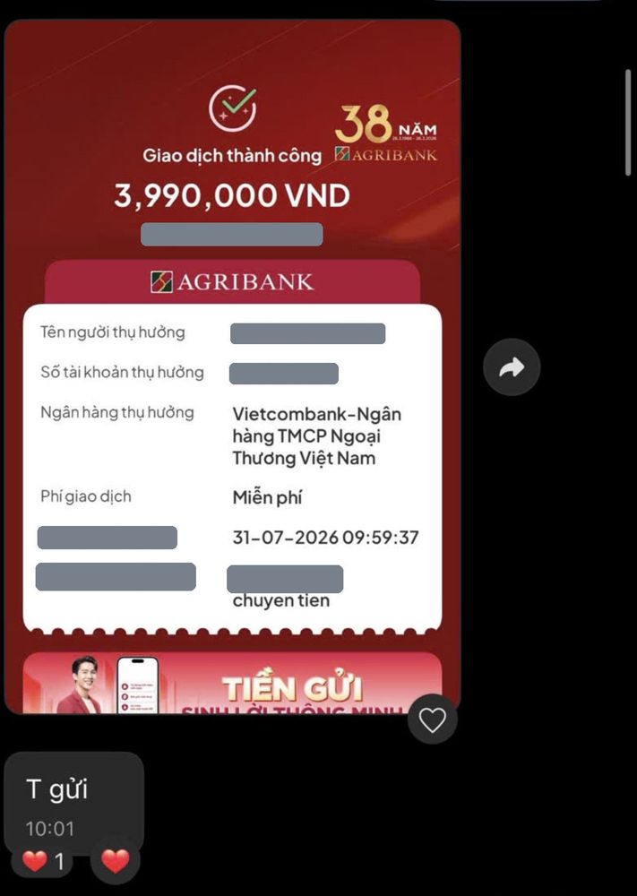 Ảnh chuyển khoản mua MePOS