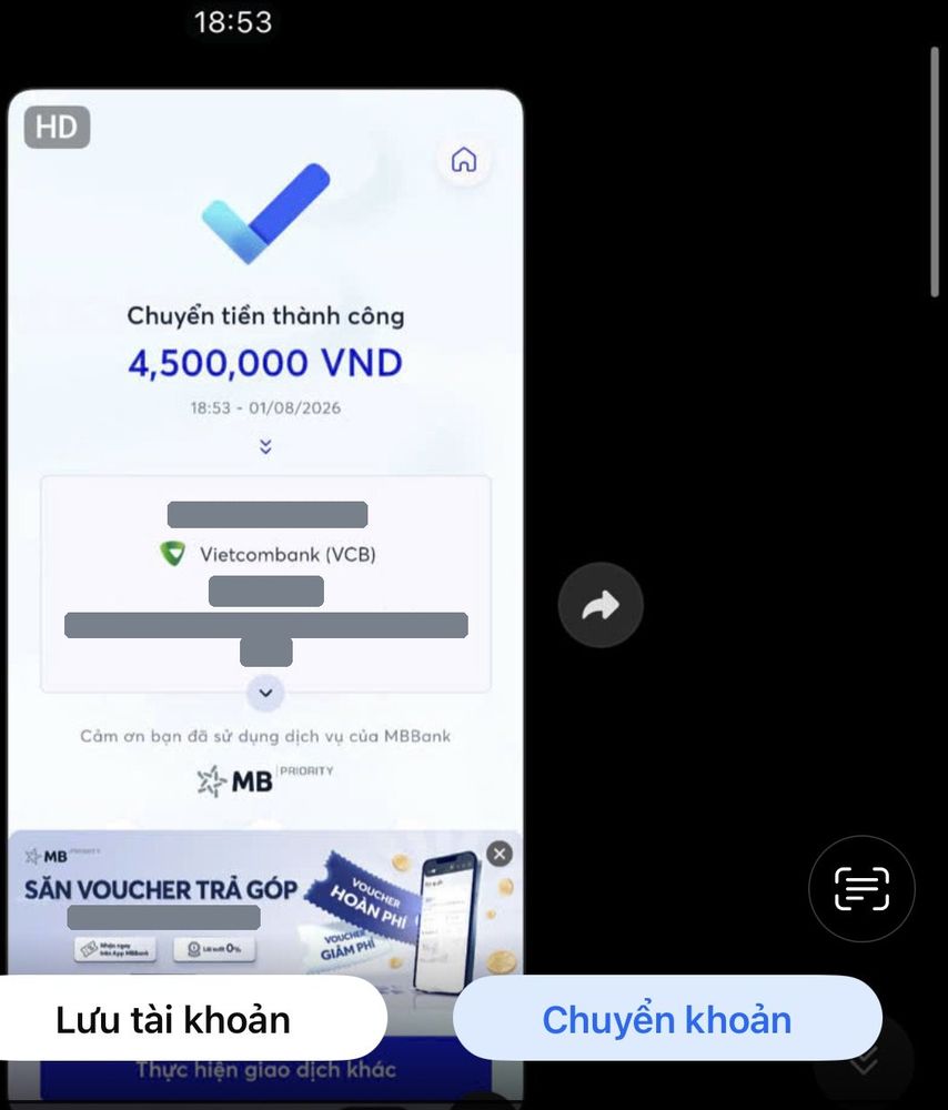 Ảnh chuyển khoản mua MePOS