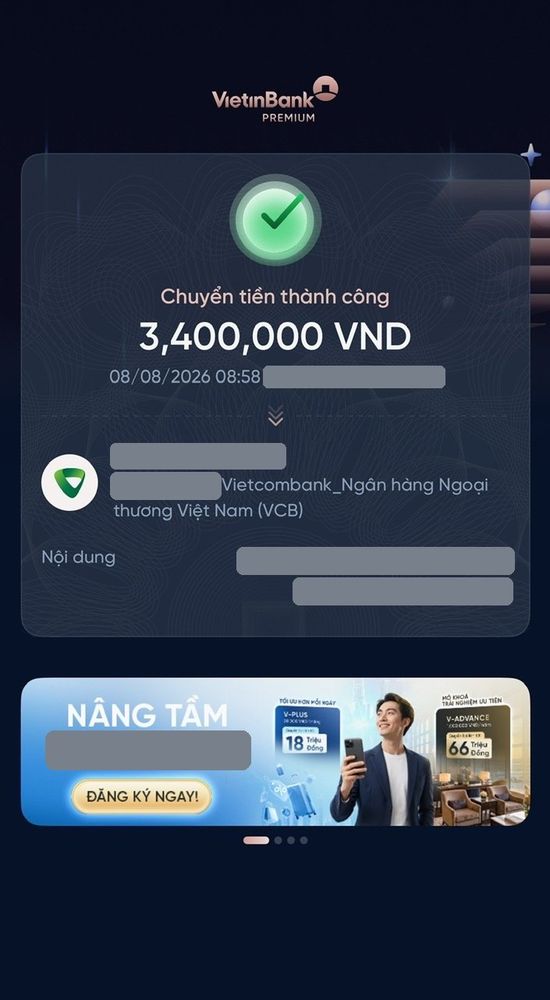 Ảnh chuyển khoản mua MePOS