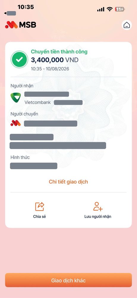 Ảnh chuyển khoản mua MePOS