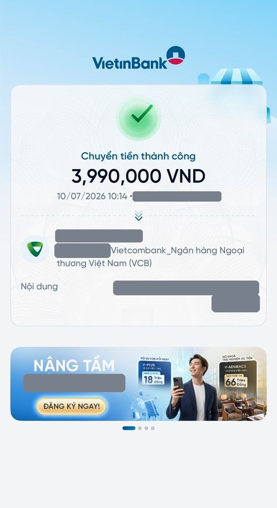Ảnh chuyển khoản mua MePOS