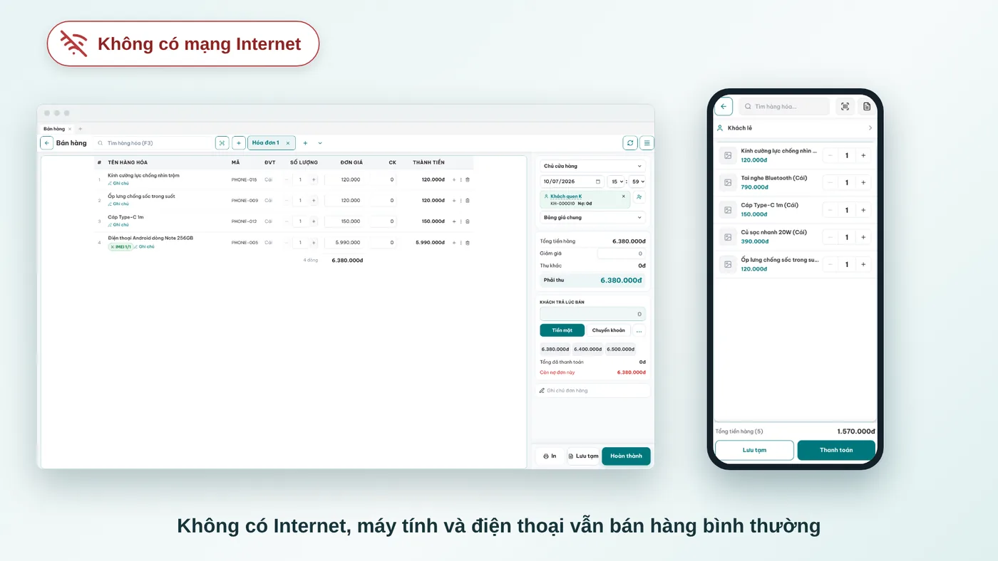 MePOS vẫn bán hàng khi mất mạng