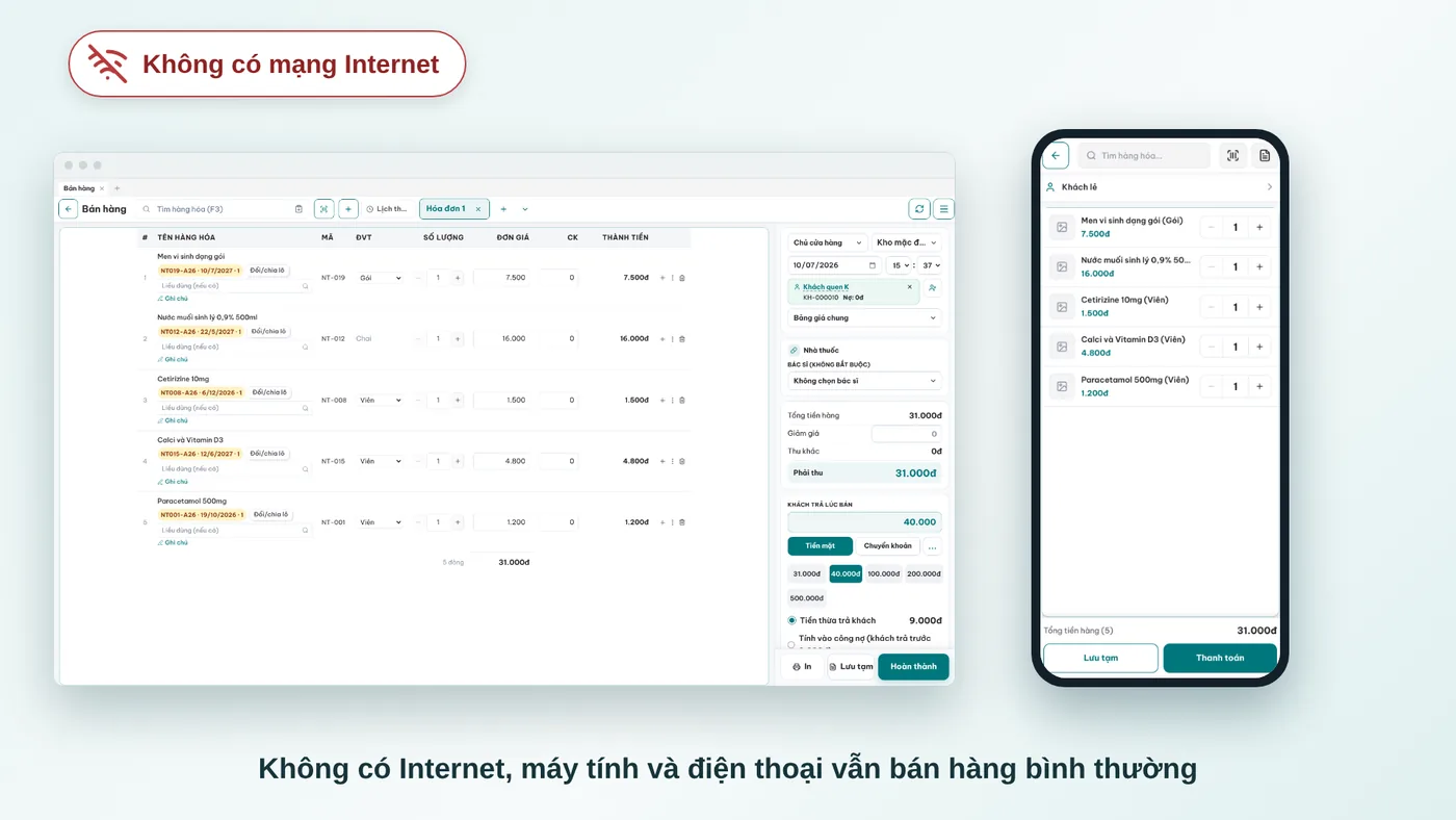 MePOS vẫn bán hàng khi mất mạng